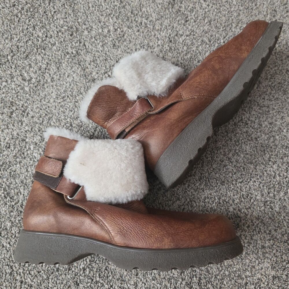 NAOT Brown Faux Shearling Leather Boots Size 40 US 9/9.5 Brown Comfort Classic